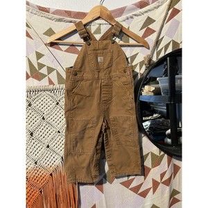 Carhartt Overalls Kids Toddler Baby 18M Tan Brown Snap Button Canvas